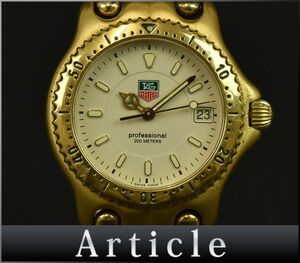 176235□動作確認済 TAG Heuer タグホイヤー セル プロフェッショナル 腕時計 クォーツ デイト 3針 ラウンド WG1230-K0 メンズ/ D