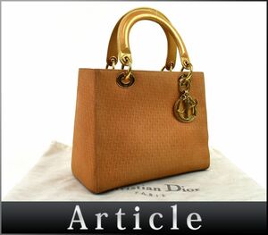 173341◆ Christian Dior レディ ディオール ハンドバッグ スエード パテントレザー ブラウン ゴールド トロッター レディース/ B