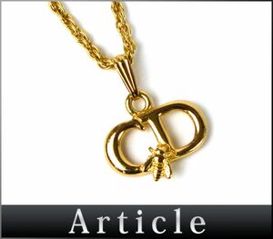 177329◆美品 Christian Dior クリスチャン ディオール CDロゴ ネックレス ペンダント アクセサリー GP ゴールド レディース/ E