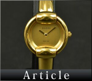 178261◇ 動作確認済 GUCCI グッチ バングルウォッチ 腕時計 クォーツ 2針 1400L GP ゴールド アナログ ラウンド レディース/ D