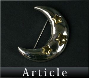 177264* GIVENCHYji van si. moon brooch accessory silver plating GP silver Gold lady's month star / E