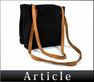 177080◇ HERMES エルメス アメダバ カバ ドゥ ポッシュ ショルダーバッグ トートバッグ 鞄 キャンバス レザー ブラック ブラウン/ B