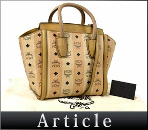 177767* MCM M si- M Visee tos Logo gram 2WAY handbag shoulder bag MWT4SVI99 PVC leather pink beige / B