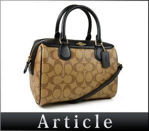 177791* beautiful goods COACH Coach signature 2WAY handbag shoulder bag F32203 PVC leather beige black lady's / B