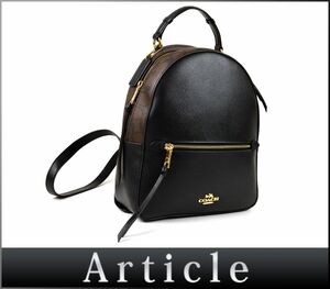 177825* beautiful goods COACH Coach signature backpack rucksack F76622 leather leather PVC black Brown lady's / B