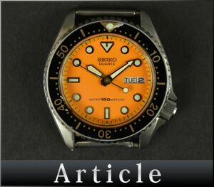 176897◇動作確認済 SEIKO セイコー ダイバーズ 腕時計 本体のみ クォーツ デイデイト 6458-600A SS オレンジ ブラック シルバー メンズ/ D