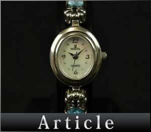 176998* operation verification settled Vexcelvek cell lady's watch wristwatch quartz RA010 shell SS color stone silver blue / D