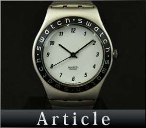 176995* рабочее состояние подтверждено Swatch Swatch boys часы наручные часы кварц 3 стрелки раунд белый серебряный мужской женский / D