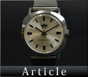 176888□動作確認済 URBAN アーバン メンズウォッチ 腕時計 手巻き SS シルバー クッション型 バーインデックス 3針 メンズ/ D