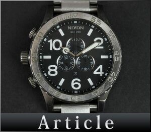 176379□動作確認済 NIXON ニクソン 51-30 クロノ 腕時計 クォーツ スモセコ ラウンド SS ブラック シルバー メンズ アナログ/ D