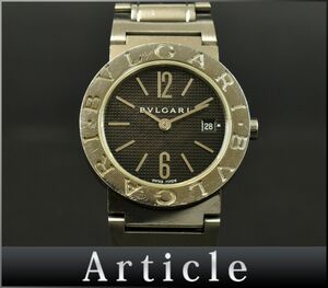 177246□動作確認済 BVLGARI ブルガリ ブルガリブルガリ 腕時計 クォーツ デイト 2針 BB26SS SS ブラック シルバー レディース/ D