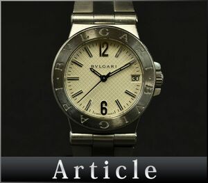 177247□動作確認済 BVLGARI ブルガリ ディアゴノ 腕時計 クォーツ デイト 3針ラウンド DG29S アイボリー シルバー レディース/ D