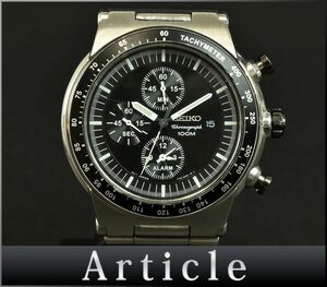 174583◇ 動作確認済 訳あり SEIKO セイコー クロノグラフ 腕時計 ウォッチ クォーツ 7T62-0GX0 SS ブラック シルバー メンズ/ D