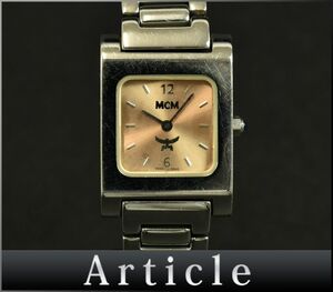 175004* operation not yet verification MCM M si- M wristwatch quartz 2 hands square face SS silver pink beige lady's analogue / D