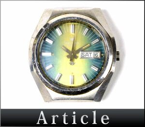 176106□動作確認済 SHARP シャープ 腕時計 自動巻 デイデイト 3針 25石 ラウンド イエロー ブルー シルバー メンズ アナログ/ D