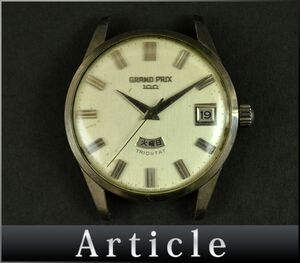 176202□動作確認済 ORIENT オリエント グランプリ 腕時計 自動巻き デイデイト 3針 ラウンド S65409 14KWGF シルバー メンズ/ D