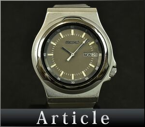 175388◆動作未確認 SEIKO セイコー メンズウォッチ 腕時計 クォーツ 7433-6010 デイデイト 3針 アナログ SS グレー シルバー/ D
