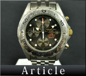 H0502* operation verification settled SEIKO Seiko Alba Epsilon wristwatch quartz Date Chrono V657-6020 GP titanium black men's / D