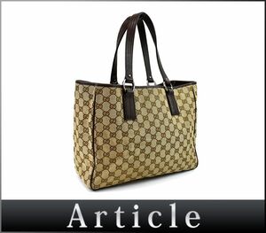 177769◆ GUCCI グッチ GG柄 トートバッグ ショルダーバッグ 113017 キャンバス レザー 革 ベージュ ブラウン レディース/ B