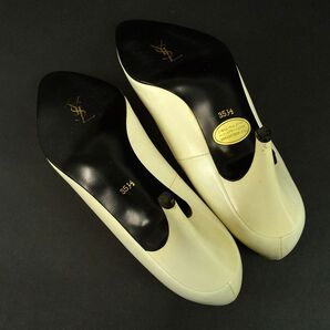 175356◆ Yves Saint Laurent イヴサンローラン パンプス シューズ 靴 ポインテッドトゥ 21.5cm レザー アイボリー レディース/ Fの画像6