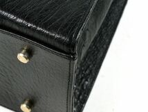 175164◇美品 オーストリッチ ハンドバッグ エキゾチックレザー ダチョウ ブラック 黒 ターンロック シルバー金具 レディース/ B_画像7