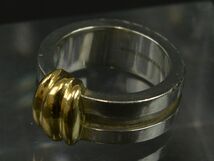177304〇 Tiffany&co ティファニー グルーブド ウィズ3ロウ リング 指輪 8.5号 Sv925 K18YG シルバー ゴールド アクセサリー/ E_画像3