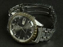 175614□動作未確認 SEIKO セイコー スポーツマチック5 腕時計 自動巻 デイデイト 3針 6619-9000 SS ブラック シルバー メンズ/ D_画像4