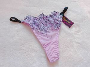 新品タグ付　Regina　薄紫色　花刺繍　Mサイズ　両サイドゴムTバック ショーツ