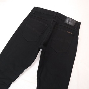 美品 Nudie Jeans ヌーディージーンズ Tight Terry Everblack ブラックスリムストレッチジーンズ ストレートデニムパンツ 黒 W29 M相当