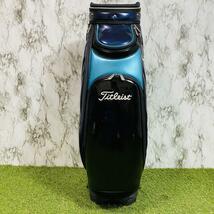 【良品】Titleist タイトリスト エナメル キャディバッグ ゴルフバッグ ターコイズ ネイビー 9.5型_画像4