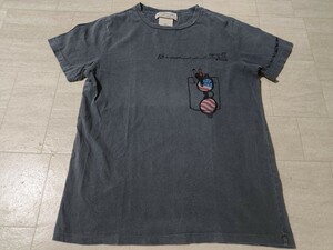 サイズ：M　日本製　 REMI RELIEF レミレリーフ 半袖 Tシャツ カットソー グレー used加工