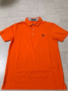 サイズ：2　日本製　未使用品　BURBERRY BLACK LABELバーバリーブラックレーベル　半袖 ポロシャツ　オレンジ　刺繍ロゴ