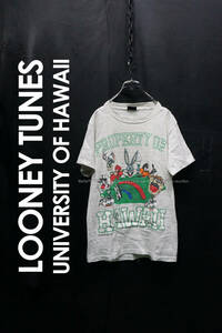 90's ハワイ大学 × ルーニーテューンズ カレッジTシャツ USA製 Changes バックスバニー LOONEY TUNES HAWAII 杢グレー 霜降り ビンテージ