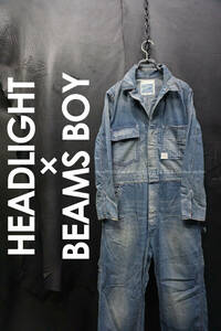 HEADLIGHT × BEAMS BOY 別注 デニムオールインワン つなぎ ツナギ ビンテージ加工 ジャンプスーツ オーバーオール 東洋エンタープライズ