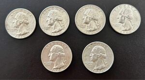 アメリカ　クォータードル　QUARTER DOLLER 6枚 コイン 銀貨　1964年　25セント