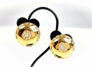  Nina Ricci NINA RICCI round rhinestone earrings Gold color YAS-10074