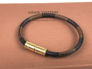 ルイ・ヴィトン　LOUIS VUITTON　レザーバングル　ダミエブラスレ キープイット　ブラウン　CA1102　YAS-5513