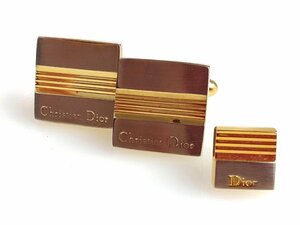 クリスチャン・ディオール　Christian Dior　ロゴ　タイタック　カフス　セット　艶消しシルバーカラー×ゴールドカラー　YMA-1582