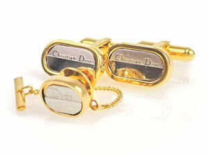  Christian * Dior Christian Dior галстук запонки комплект серебряный цвет × Gold цвет YMA-1218