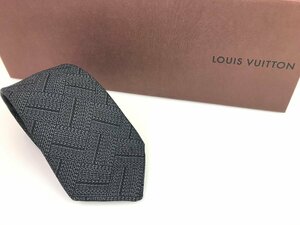 ルイ・ヴィトン　Louis　Vuitton　シルクネクタイ　ロゴ　パターン総柄　ブラック/黒　YNT-976