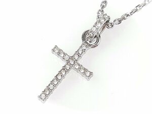 スワロフスキー　SWAROVSKI　クロス　クリスタル　ネックレス　幅1cm　シルバーカラー　YAS-5575