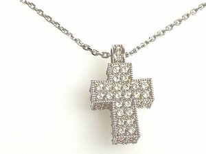 スワロフスキー　SWAROVSKI　ラインストーン　クロス　ネックレス　シルバーカラー　YAS-11015