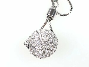 美品　スワロフスキー　SWAROVSKI　クリスタル　パヴェボール　ネックレス　シルバーカラー　YAS-5717