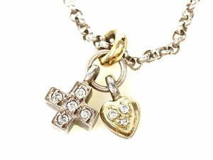 Folli Follie Горный хрусталь Сердце Крест Дизайн Ожерелье Серебро 925/750 YAS-10414
