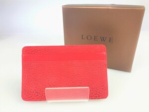 美品　ロエベ　LOEWE　レザー　カードケース　名刺入れ　パスケース　レッド/赤　YS-625
