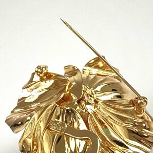 クリスチャン・ディオール Christian Dior ローズ／薔薇 花 モチーフ ブローチ 縦：約6cm ゴールドカラー YAS-11246の画像9