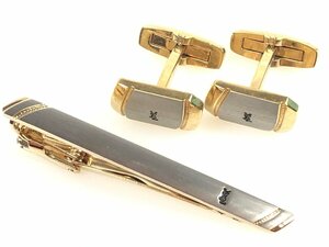 イヴ・サンローラン　YSL　ネクタイピン　カフス　セット　艶消しシルバーカラー×ゴールドカラー　YMA-1190