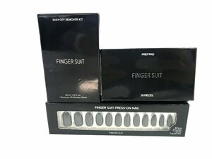 未使用　フィンガースーツ FINGER SUIT 　ネイルチップ　カーキ/プレップ　パッド　50枚/リムーバーキット　30ml　KES-2773