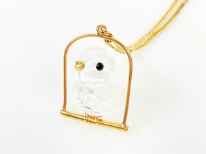 美品　スワロフスキー　SWAROVSKI　クリスタル　鳥　バード　ネックレス　ペンダント　ゴールドカラー　YAS-4088