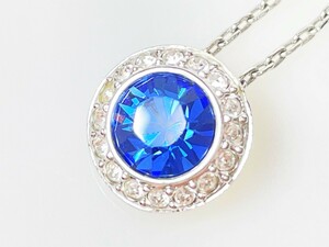 美品　スワロフスキー　SWAROVSKI 　ブルークリスタル　ネックレス　シルバカラー　YAS-4066